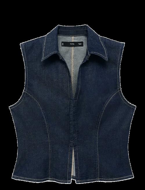 Mango | Denim Top With Contrast Stitching | M