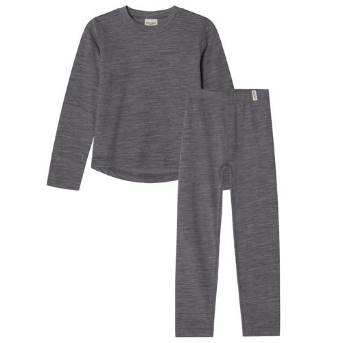 Kuling Gisborn Wool/Bamboo Baselayer Set Dark Grey Melange Dark Grey Melange-86/92 cm Uld Grå  86/92 cm  Drenge, Piger