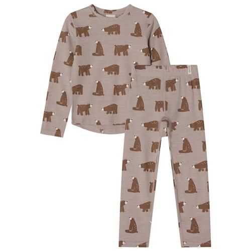 Kuling Gisborn Wool/Bamboo Baselayer Set Taupe Bear Taupe Bear-134/140 cm Uld Beige  134/140 cm  Drenge, Piger