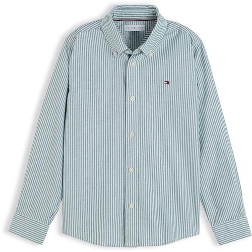 Tommy Hilfiger Flag Oxford Langærmet Skjorte Rural Green Stripes  Rural Green Stripes 5 Y  Grøn  5 år  Drenge, Piger