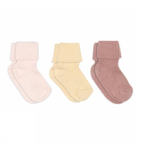 MP Denmark Cotton Rib Baby Socks - 3-Pack Wood Rose Wood Rose 22-24 EU  Lyserød  22-24 EU  Piger