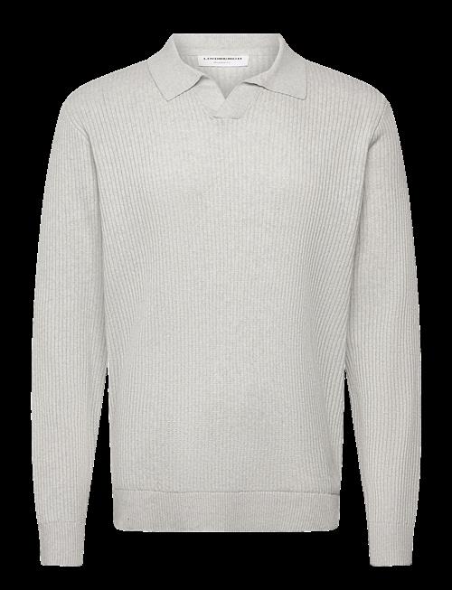 Lindbergh | Ribbed L/S V-Neck Poloribbed L/S V-Neck Polo | XXL