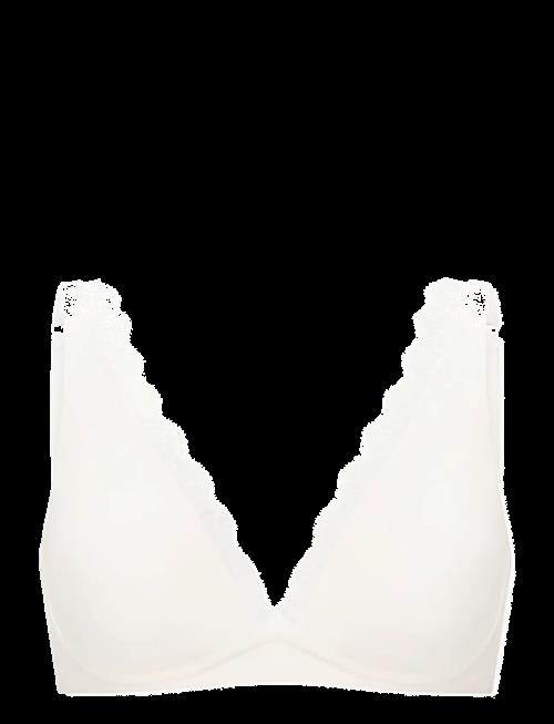 Schiesser | Moulded, Wireless Bra, Off-White Lace - Unique Cotton | A x 70