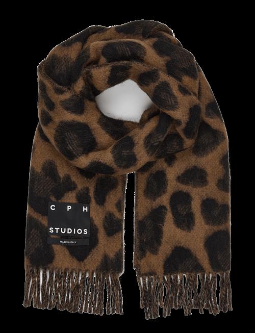 Copenhagen Studios | Cph Shawl 15 Wool Mix Dark Brown Leo | ONE SIZE