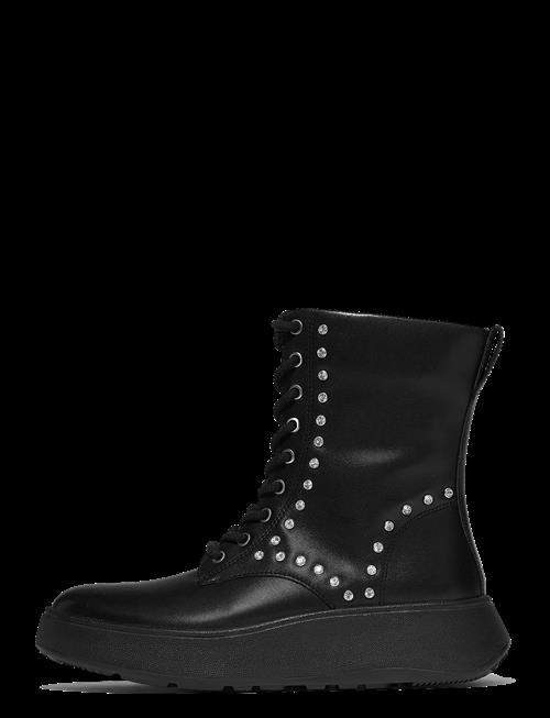 FitFlop | F-Mode Gem-Trim Leather Lace-Up Ankle Boots | EU42