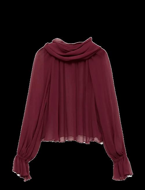 Mango | Semi-Transparent Blouse With Foulard | M
