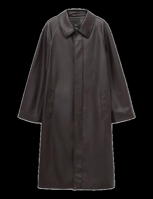 Mango | Long Faux-Leather Trench Coat | M
