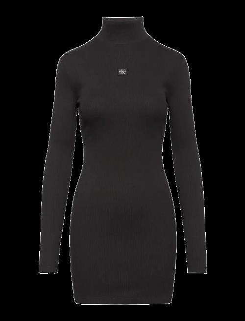 Calvin Klein Jeans | Ls Woven Label 2X2 Rib Mini Dres | XXS