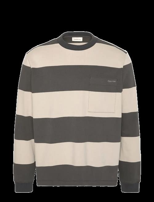 Calvin Klein Jeans | Ls Sueded Stripe Pocket Tee | XS