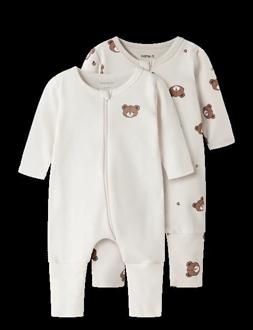 name it | Nbnnightsuit 2P Zip Ff Pumice Bear Noos | 98