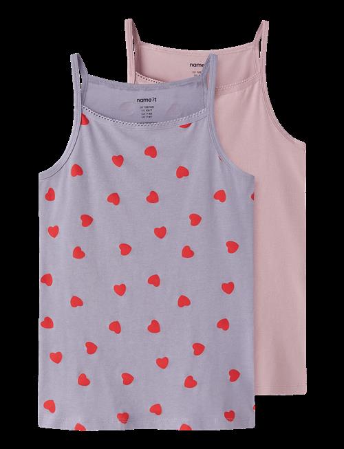 name it | Nkfstrap Top 2P Lavender Hearts Noos | 146-152