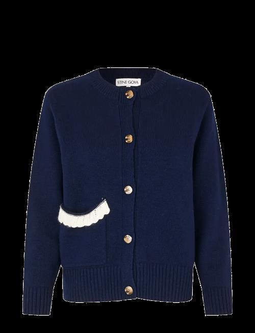 STINE GOYA | Jacquard Wool Blend, Crewneck Button-Up Cardigan | XL