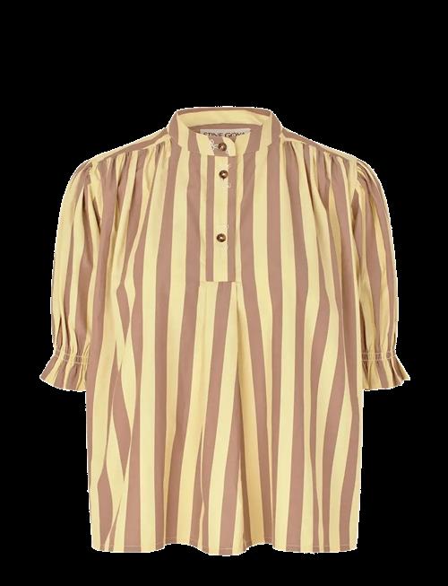 STINE GOYA | Soft Striped Embroidery, Smocked Gathered Top | M