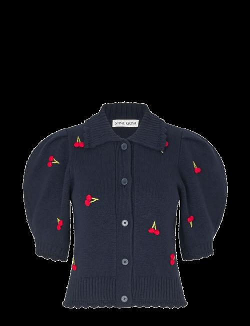 STINE GOYA | Midweight Wool, Bobble Knit Polo Cardigan | M