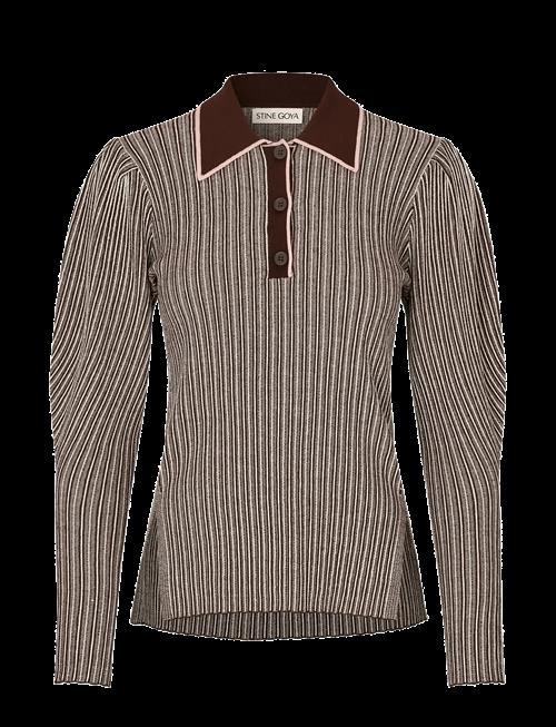 STINE GOYA | Soft Rib, Long Sleeve Knit Polo | XS
