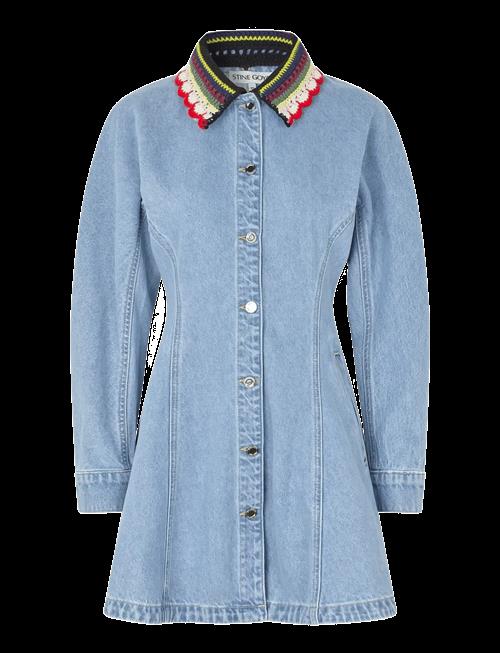 STINE GOYA | Double Rinse Denim, Collared Coat Mini Dress | XL