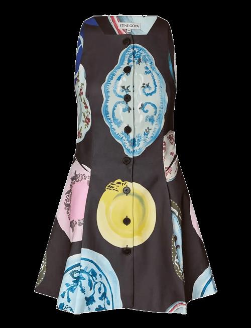 STINE GOYA | Double Sided Crepe, Sleeveless Button-Up Mini Dress | L