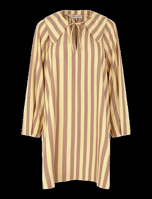 STINE GOYA | Soft Striped Embroidery, Collared Voluminous Dress | M