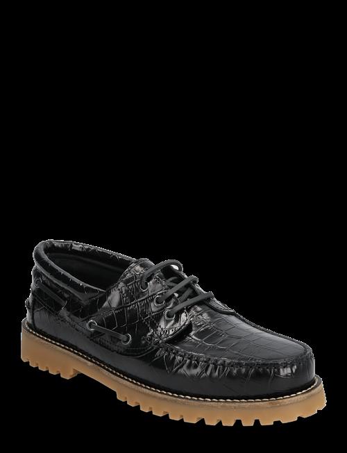 Garment Project | Ollie Boat Shoe - Black Croco Leath | 44
