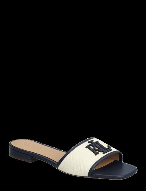 Lauren Ralph Lauren | Everley Leather-Trim Canvas Slide Sandal | 36