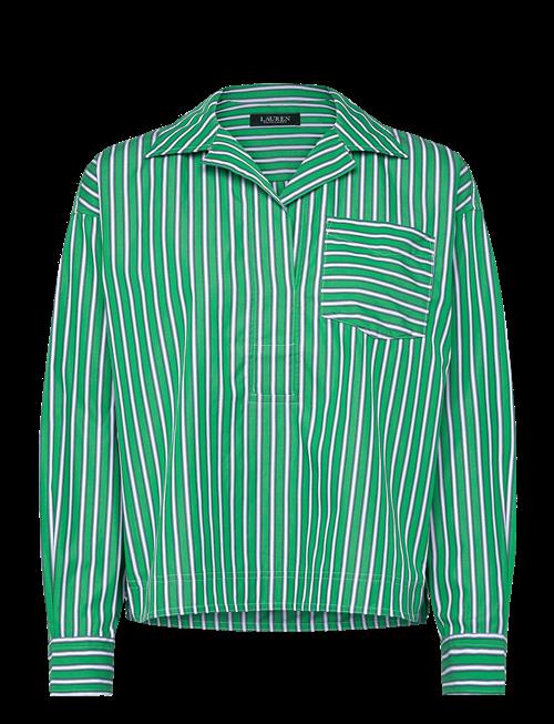 Lauren Ralph Lauren | Striped Cotton Broadcloth Cropped Shirt | XL
