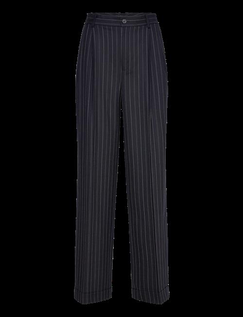 Lauren Ralph Lauren | Striped Pleated Wool-Blend Twill Pant | 38