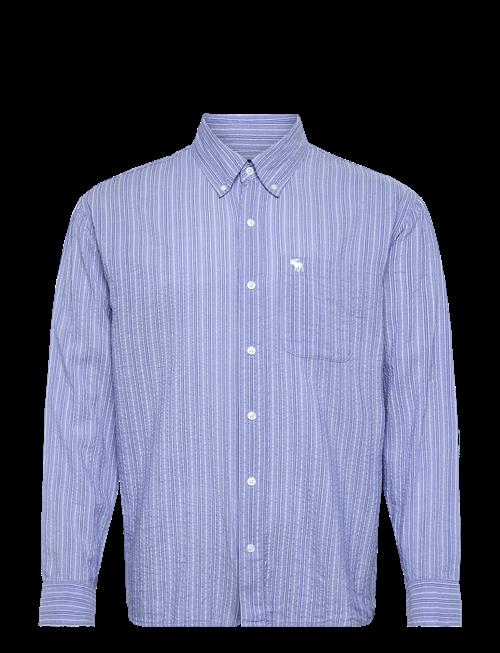 Abercrombie & Fitch | Ls Icon Curved Hem Seersucker Poplin | XS