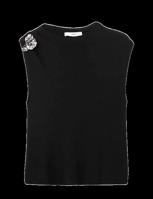 Mango | Knitted Top With Metallic Flower | S