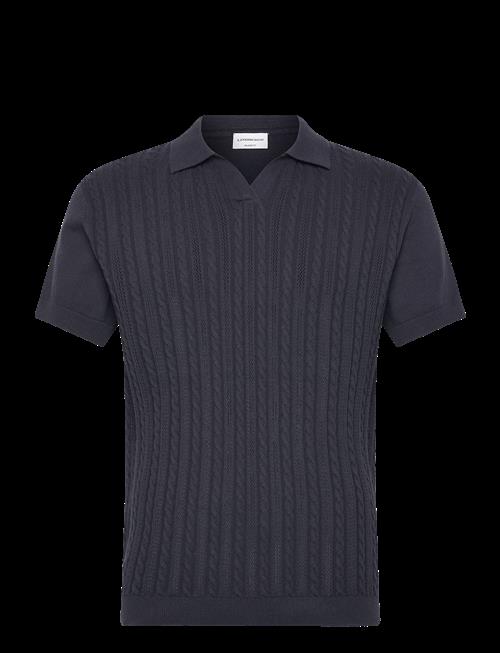 Lindbergh | Knitted S/S Cable V-Neck Polo | XXL