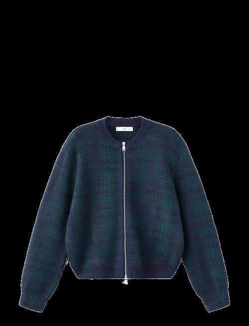 Mango | Checkered Zipper Cardigan | S
