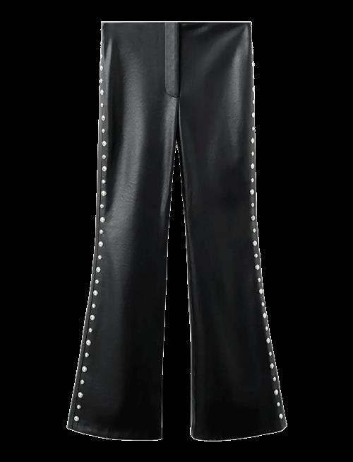 Mango | Studded Faux-Leather Trousers | 36