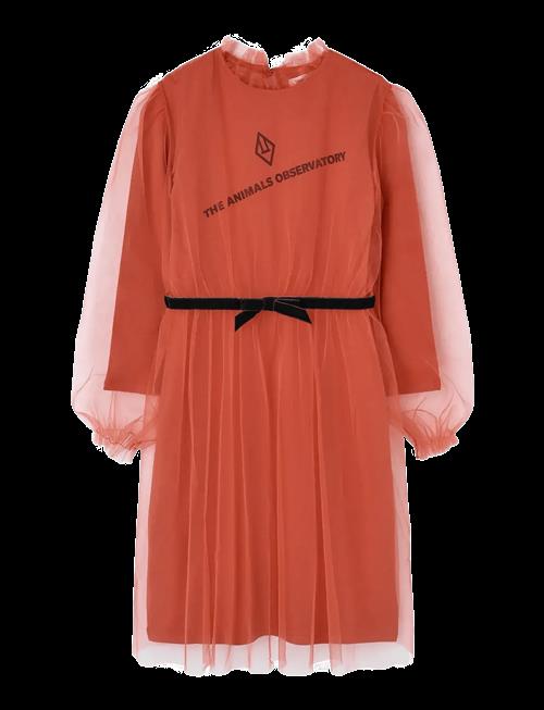 THE ANIMALS OBSERVATORY | Tulle Tortoise Kid Midi Dress Red | 8 Y