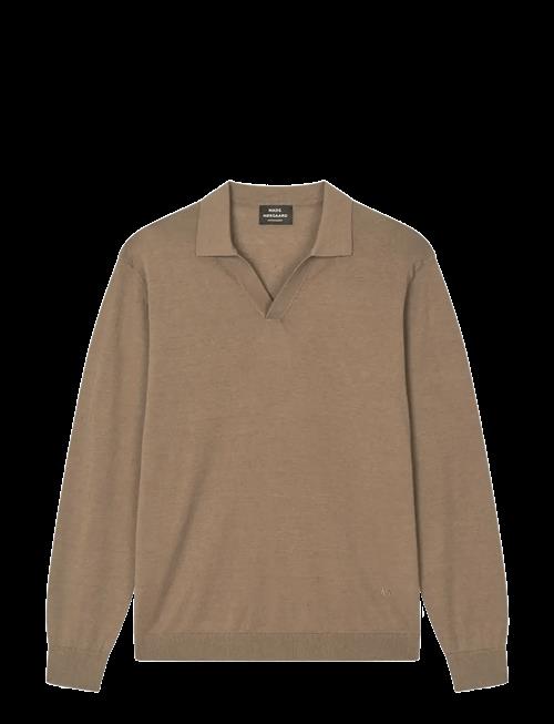 Mads Nørgaard | Cotton Lino Theo Polo Ls Knit | XXL