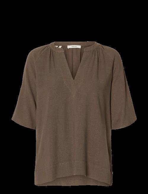 Selected | Slfviva 2/4 V-Neck Linen Blend Top Noos | 38