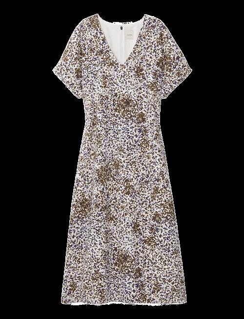 Calvin Klein | Printed Crepe V Neck Ss Midi Dre | XL