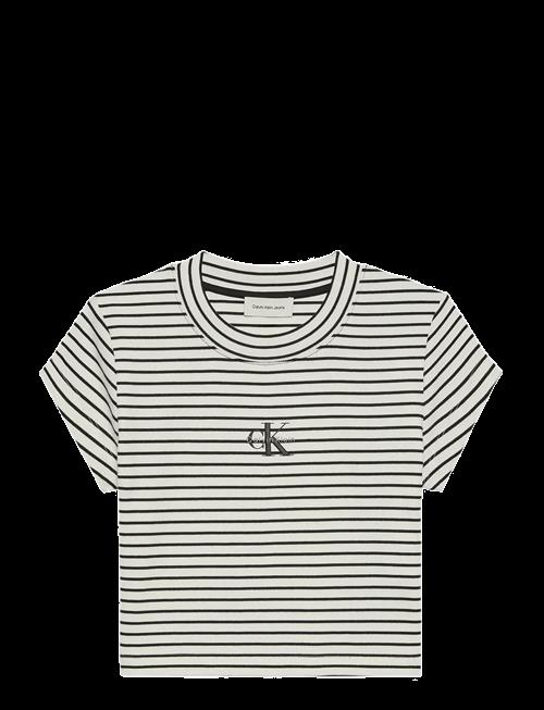Calvin Klein Jeans | Striped Monologo Baby Rib Tee | XXS