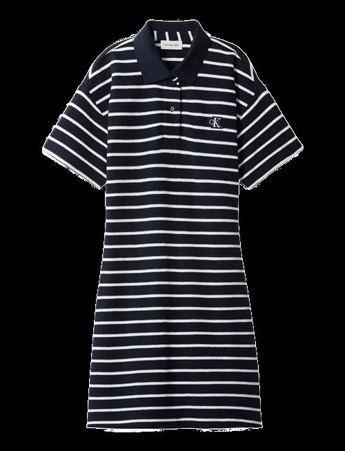 Calvin Klein Jeans | Ss Striped Pique Polo Mini Dress | L