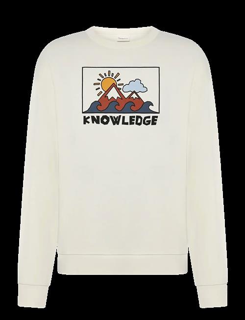 Knowledge Cotton Apparel | Relaxed Printed Crew Neck | L