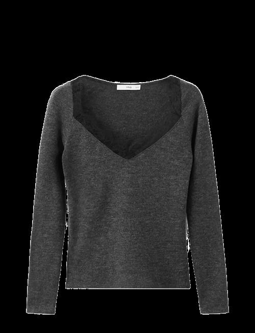 Mango | Lace-Trimmed Scoop-Neck Top | XL
