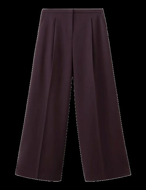 Mango | Wide Leg Mid-Rise Pleated Trousers | 38