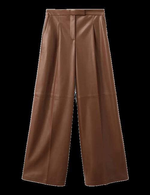 Mango | Wide Leg Faux-Leather Trousers | 36