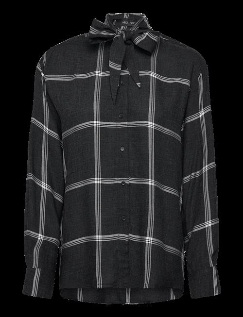 Mango | Blouse With Check Pattern And Foulard Collar | L
