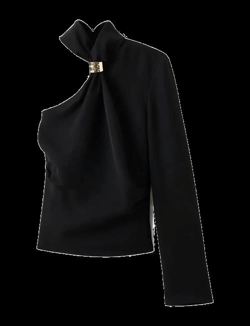 Mango | Asymmetrical Blouse With Metallic Detail | M