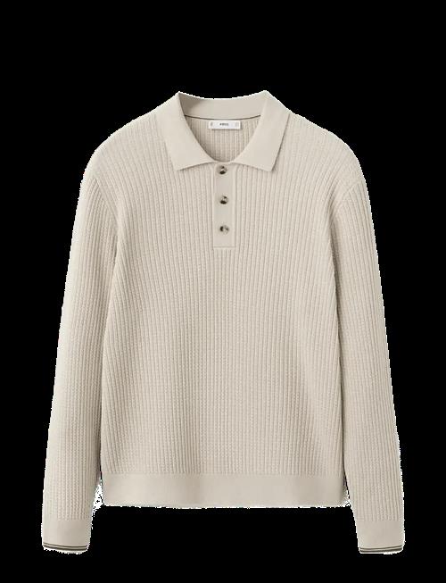 Mango | Cable-Knit Cotton-Blend Polo Shirt | XXL