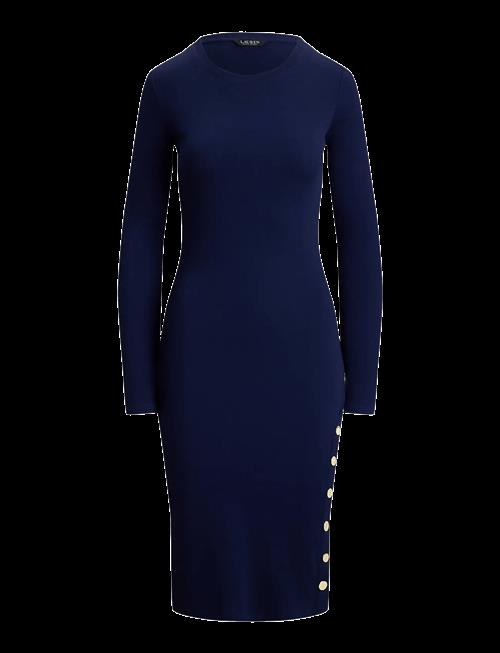 Lauren Ralph Lauren | Button-Trim Ribbed Cotton-Blend Dress | L