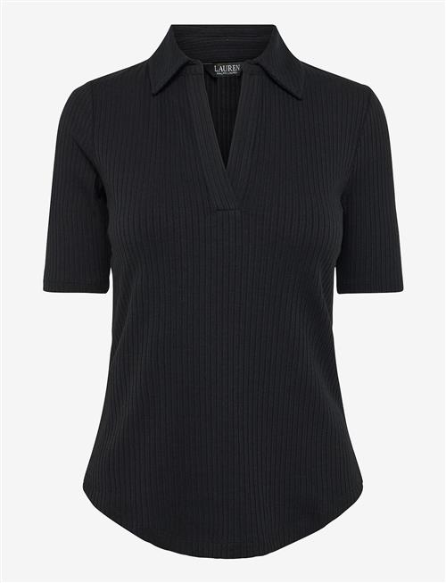 Lauren Ralph Lauren | Rib-Knit Elbow-Sleeve Polo Tee | M