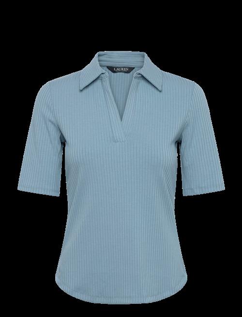 Lauren Ralph Lauren | Rib-Knit Elbow-Sleeve Polo Tee | XS