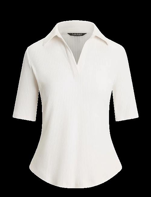 Lauren Ralph Lauren | Rib-Knit Elbow-Sleeve Polo Tee | M