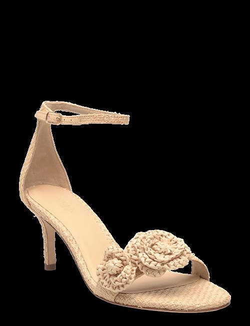 Lauren Ralph Lauren | Allie Mid-Heel Floral-Trim Raffia Sandal | 39