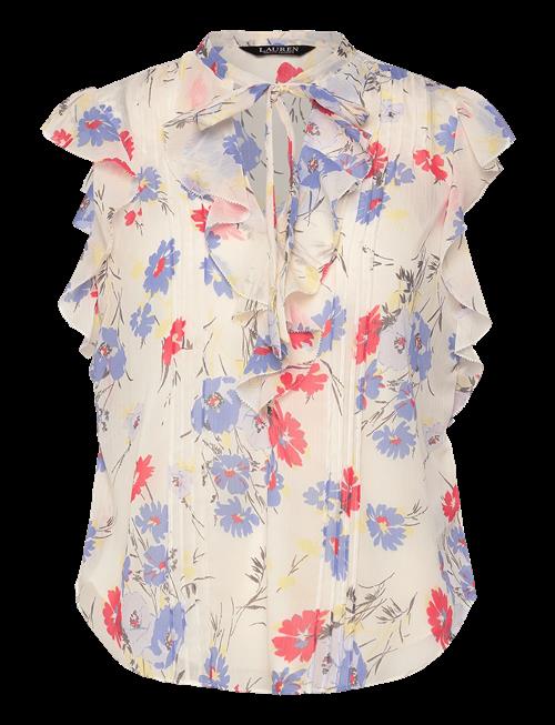 Lauren Ralph Lauren | Floral Pintucked Tie-Neck Blouse | M